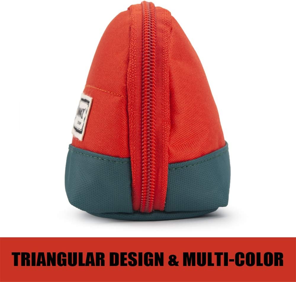 Sooez Wide-Opening Pencil Pen Case, Lightweight & Spacious Pencil Pouch Zipper Stationery Bag, Aesthetic Supply with Triangular Design for Adults, Orange