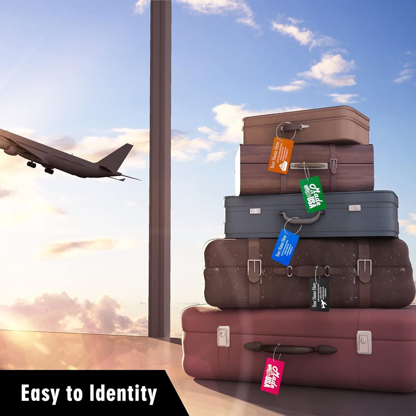 Luggage Tags for Suitcase - Personalized Engraved Metal Tag for Cruise Travel - Custom Name Tags Suitable for Bags and Backpacks(Green)