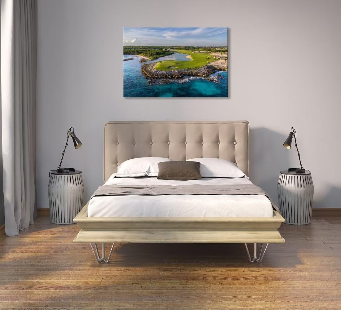 Punta Espada Golf Club Wall Art for Living Room Bedroom Bathroom Home Decorations Punta Espada Golf Course Picture Poster Framed Artwork Ready to Hang(28''H x 44''W)