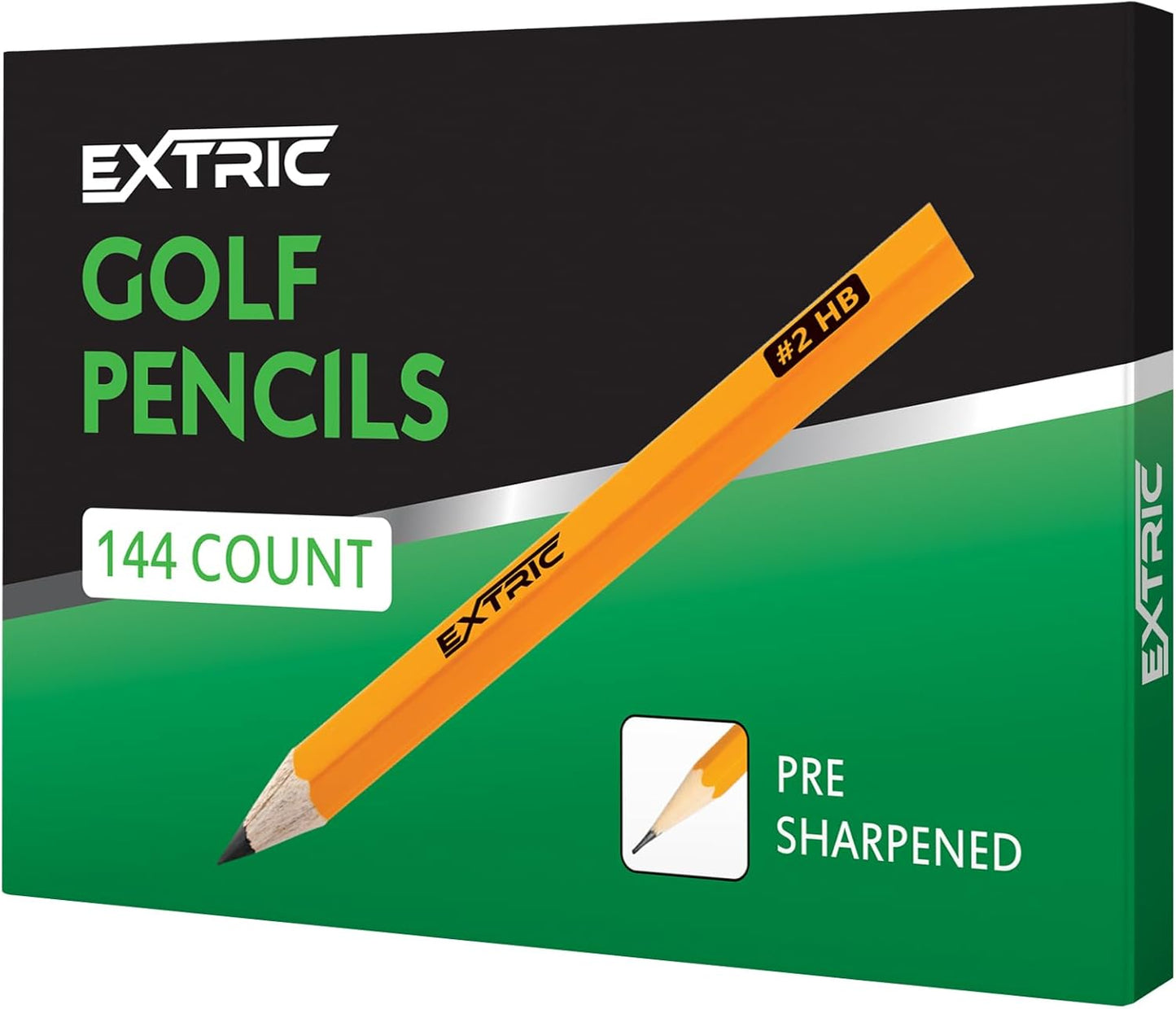 EXTRIC Golf Pencils, HB #2, Pre-Sharpened, 3.5 Inch, Wood-Cased, 144 Count, Ideal for Classroom, Schools, Offices