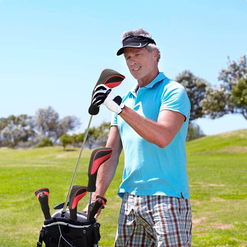 Golf Club Head Covers for Fairway Woods Driver Hybrids, 3Pcs Long Neck Mesh Golf Club Headcovers Set with Interchangeable No. Tags 3 4 5 6 7 X