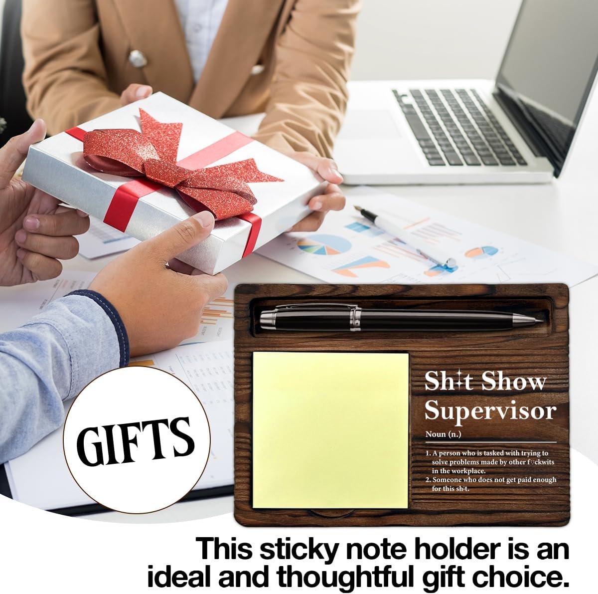 Funny Gifts for Boss Supervisor Team Manger Retirement Farewell Boss's Day, Supervisor Boss Gifts Sticky Note Holder Office Decor