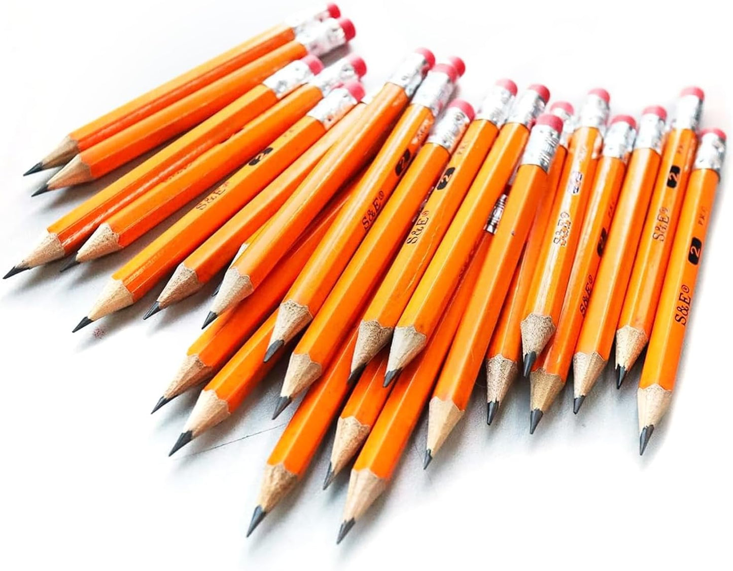 S & E TEACHER'S EDITION 96Pcs Half Pencils with Eraser Tops, Golf Pencil, Classroom, Pew - # 2 HB Pre-Sharpened Hexagon, Back to school, 96 Count Bulk Pack