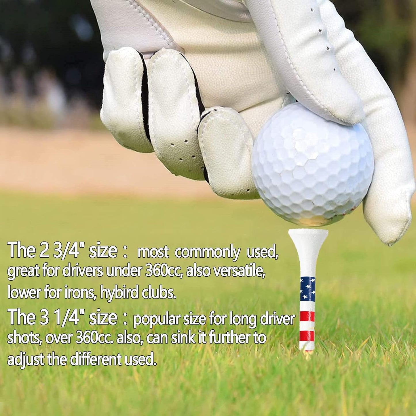 FINGER TEN Golf Tees Wood 3 1/4 2 3/4 Inch Wooden Bamboo 50/120 Count, Durable Biodegradable Colored Bulk Tee 70mm 83mm