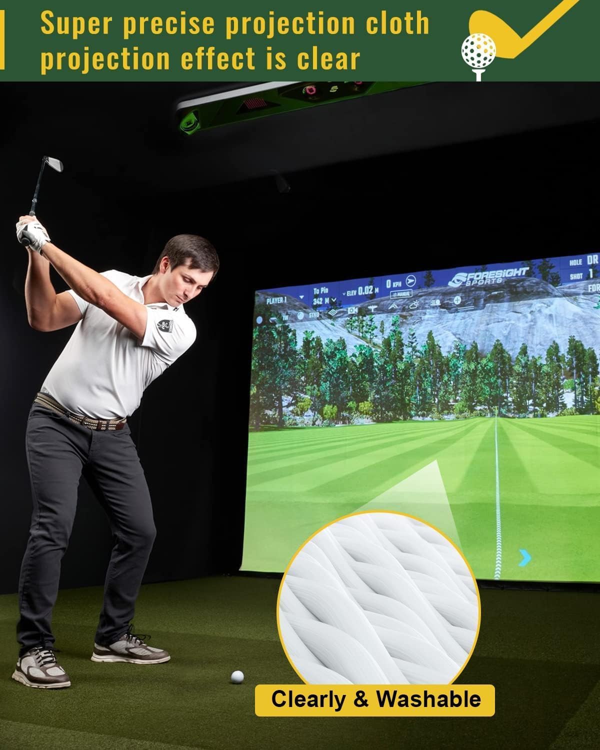Golf Simulator Impact Screen(118 * 78 98 * 98 118 * 118 118 * 138) for Golf Training, Indoor Golf Simulators, Washable Golf Impact Screen for Golf Practice