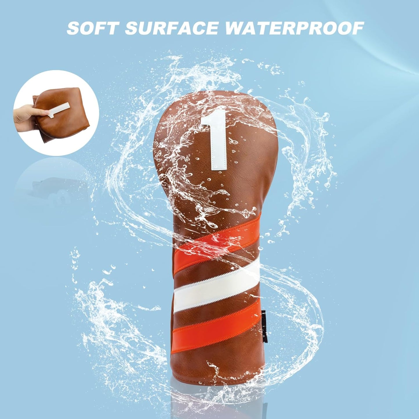 4pcs or 1pc Golf Club Head Covers for Woods, Driver, Fairway, Hybrid – Premium PU Leather with Interchangeable Tags & Magnetic Blade and Mallet Putter Covers