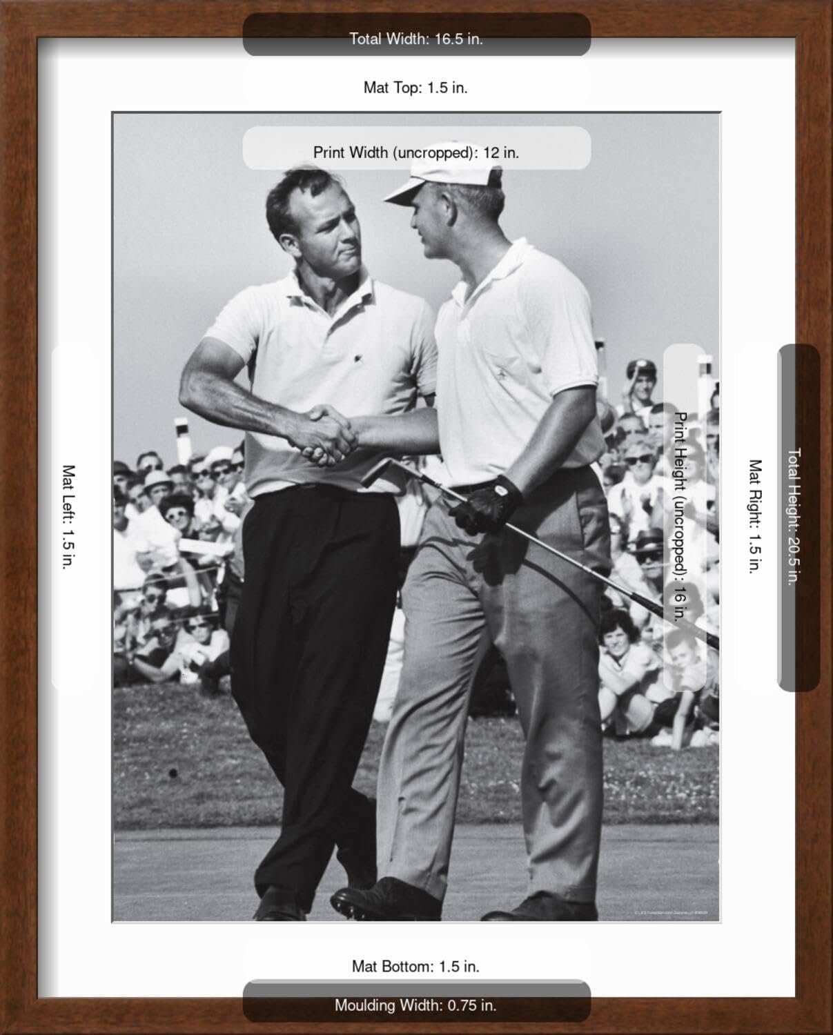 ART.COM Wall Premium Photographic Print Golfer Jack Nicklaus and Arnold Palmer During National Open Tournament on Brown Frame by John Dominis, 17" x 21"