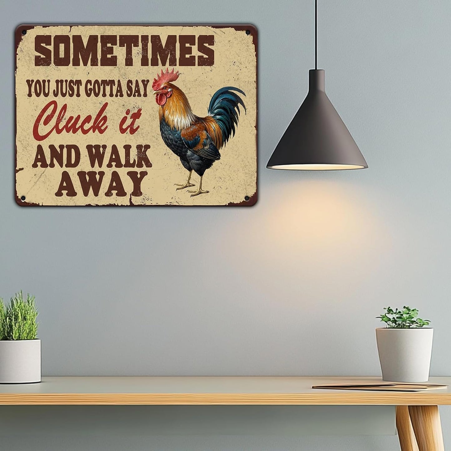 Chicken Farm Metal Tin Sign Chicken Cluck It Iron Sign Home Kitchen Wall Decor 12x8 Inch Funny Plaque