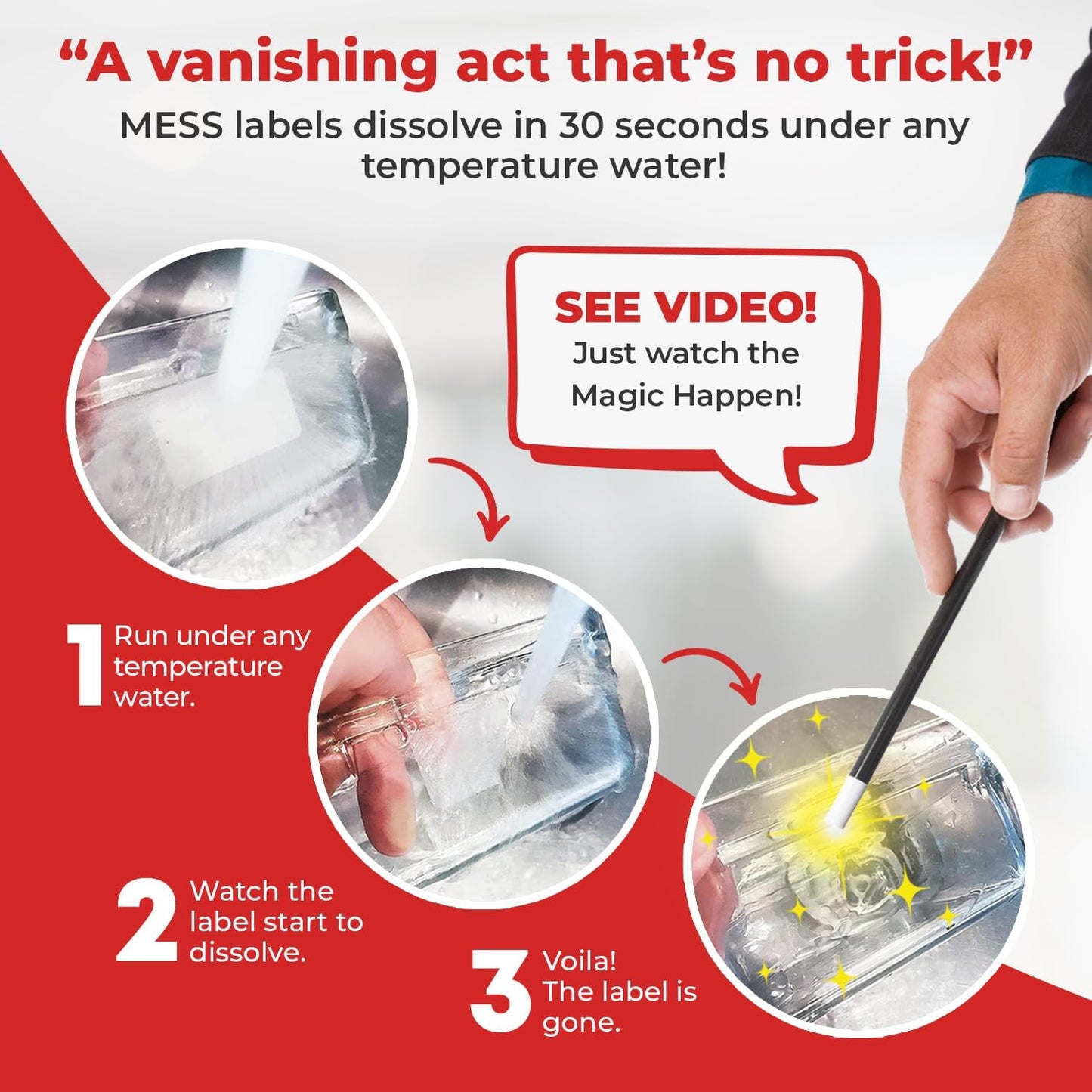 MESS Dissolvable Canning Labels for Jars - 1x2.25 in., 150/Roll - Removable Mason Jar Stickers (Ovals) for Jam and Preserves