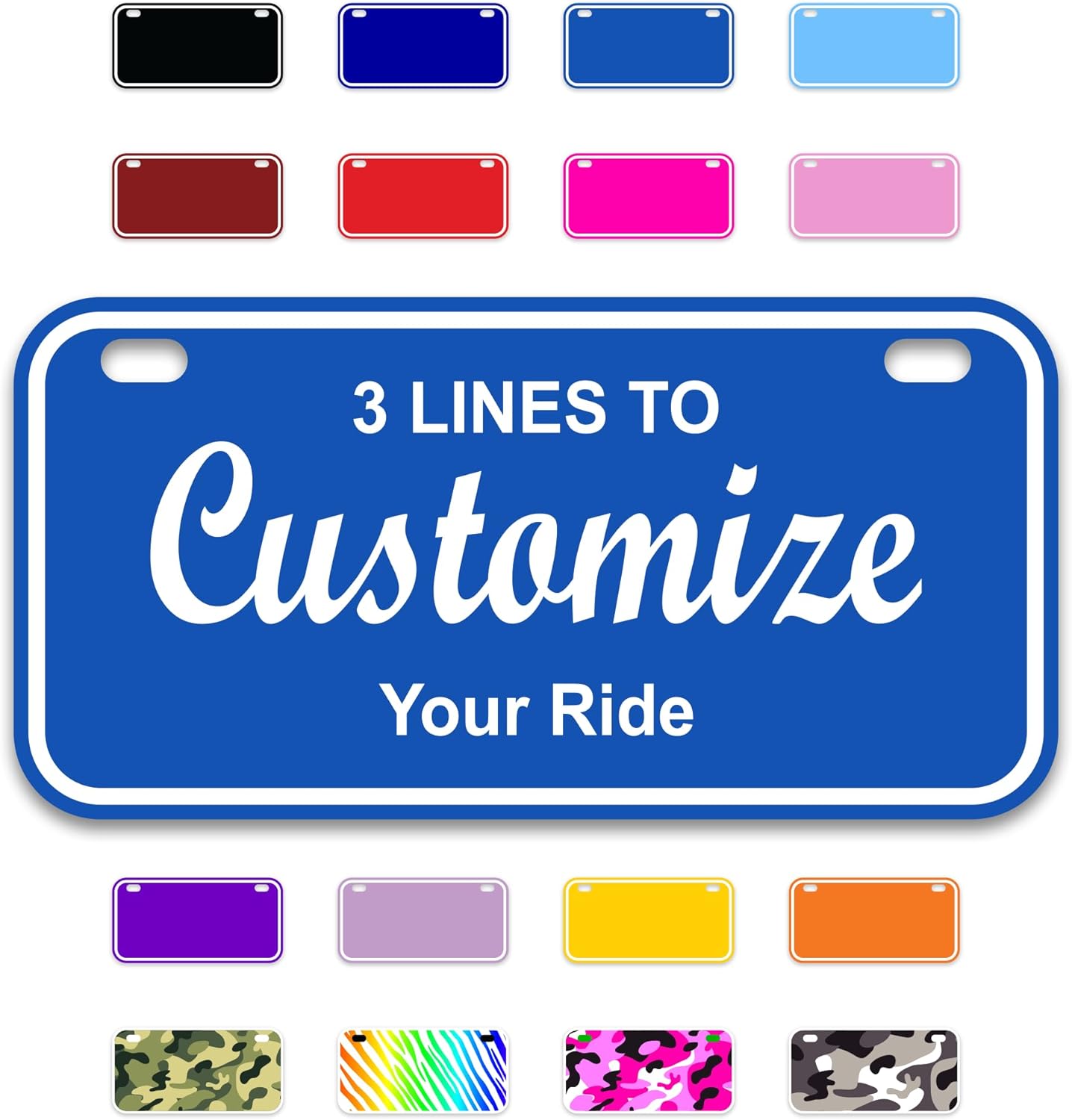 Custom Mini License Plate – 4 Sizes – Thick .040 Aluminum – Decorative Bike Name Plates for Kids, Bicycle, Power Wheels, Golf Cart – Over 20 Colors – Fun Novelty Tag & Number Plate