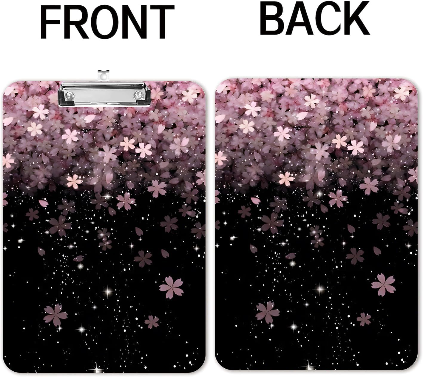 Fashion A4 Clipboard, Standard Letter Size 9" x 12.5", Decorative Wooden Clipboard with Low Profile Metal Clip for Office, School, Teachers, and Students, Cherry Blossoms