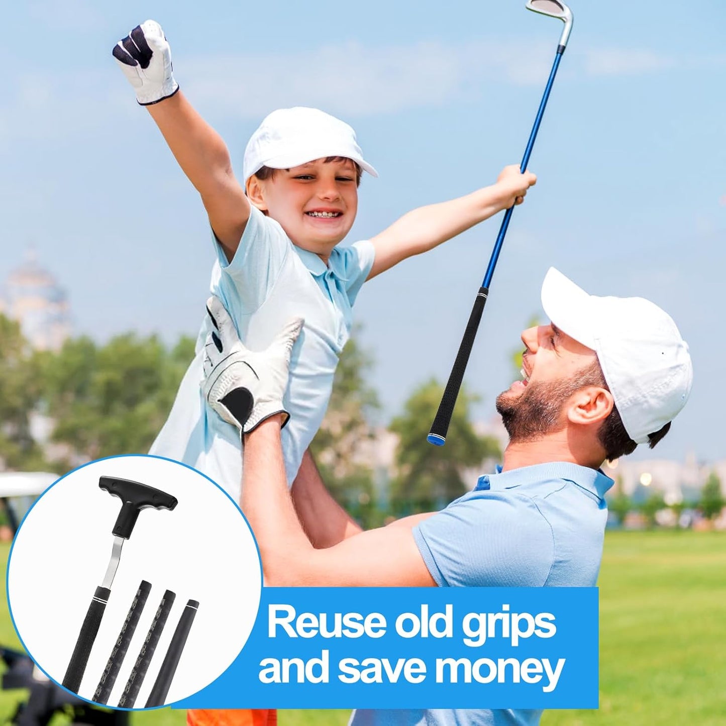 Nicunom Golf Grip Removal Tool, 11" V-Groove Grip Remover Saver for Standard Length Swinging Grips, Steel Gripping Tool Golf Grip Remover Golf Grip Tool Golf Supplies for Grip Removal