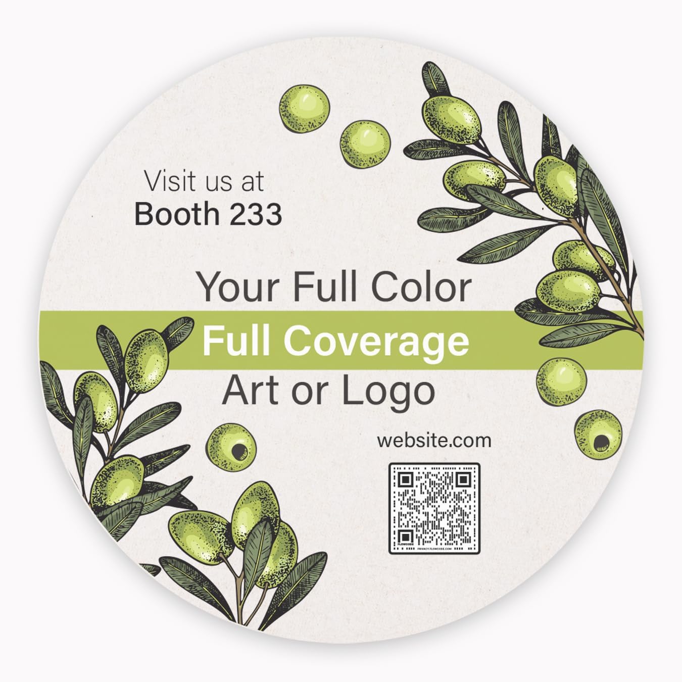 B.E. Green Custom Coasters - Pulpboard Personalized Coasters for Drinks - Full Color Print - Reusable & Absorbent - Beverage Coaster - Promo Events & Celebrations - Pack of 50-4" Round Full Coverage