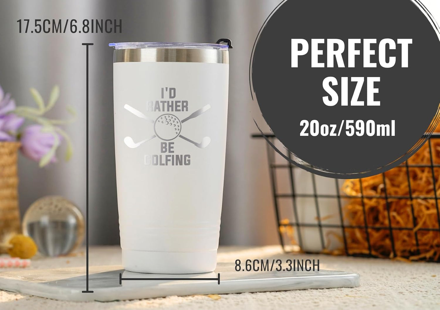 Onebttl Golf Gifts for Men - Funny 20oz Tumbler, Dad & Fathers Day Gift - White