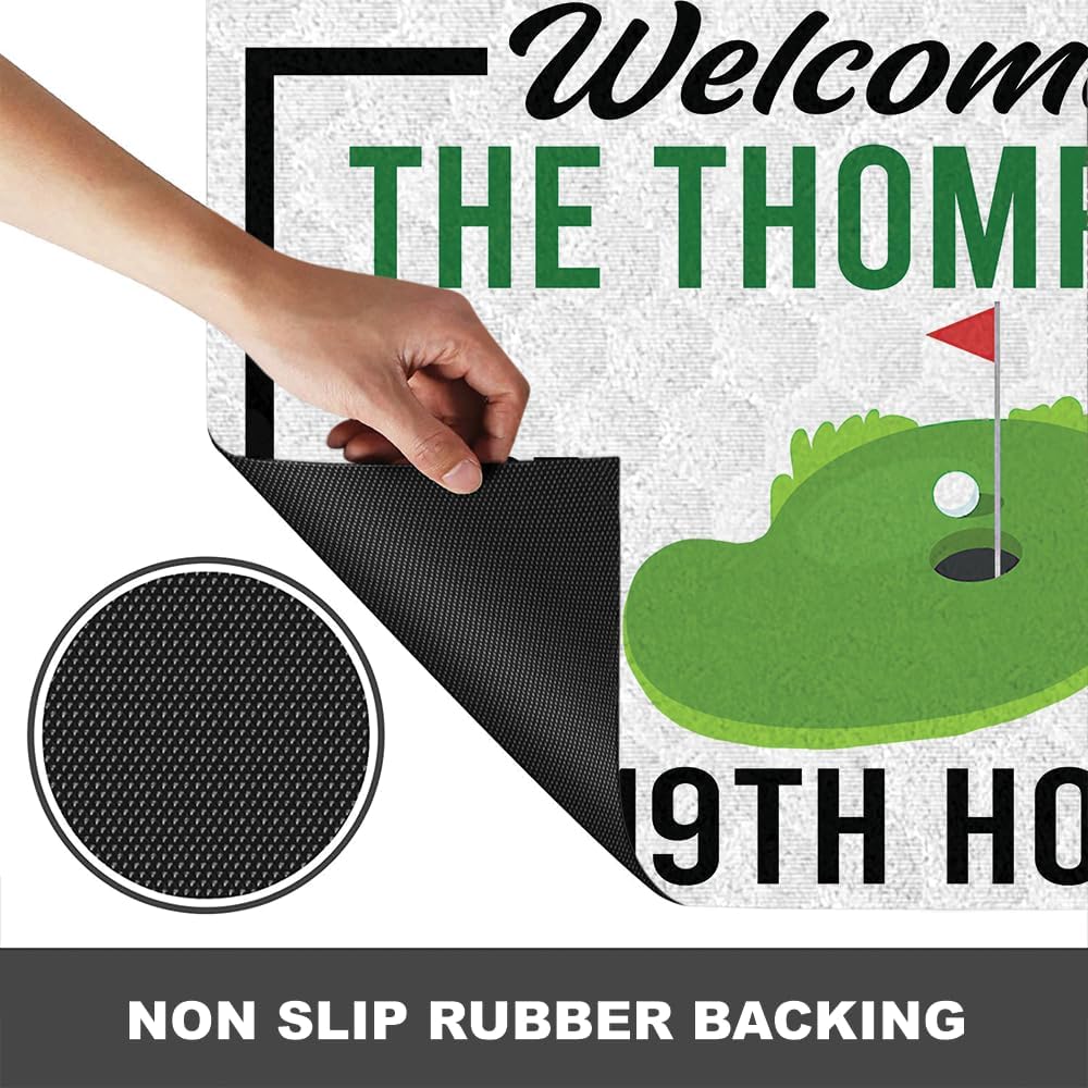 Personalized Golf Doormat with Custom Family Name & Year – Non-Slip 19th Hole Welcome Mat for Outdoor Entrance – Funny Golf Lover Gift – Clubhouse Decor for Patio, Garage, Man Cave or Front Door
