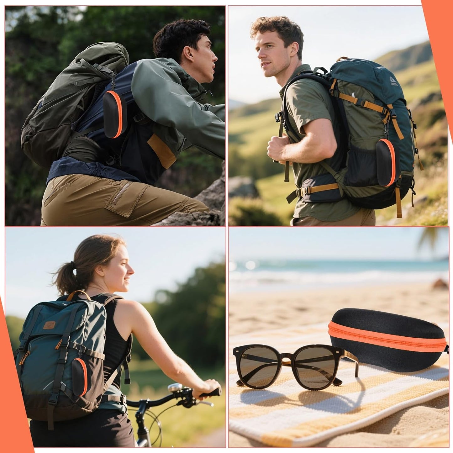 INNOLIFE Zipper Hard Shell Sunglasses Cases, Portable Travel Eyeglasses Cases with Plastic Hook for Men Women