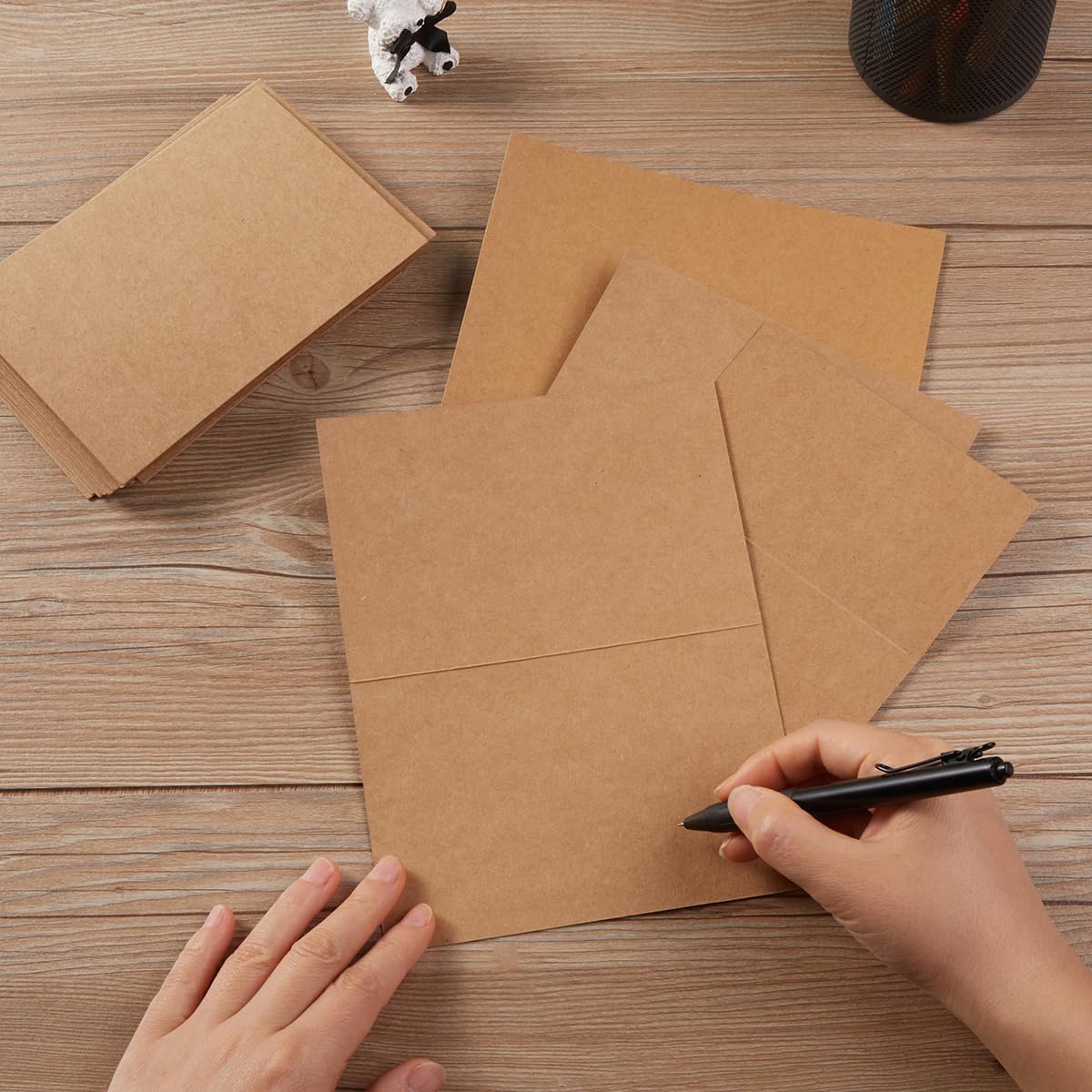 50 Pack Blank Cards Folded Cardstock Thank You Blank Greeting Cards for Invitations, Wedding, Greeting Cards, All Occasion DIY (Brown, 5x7)