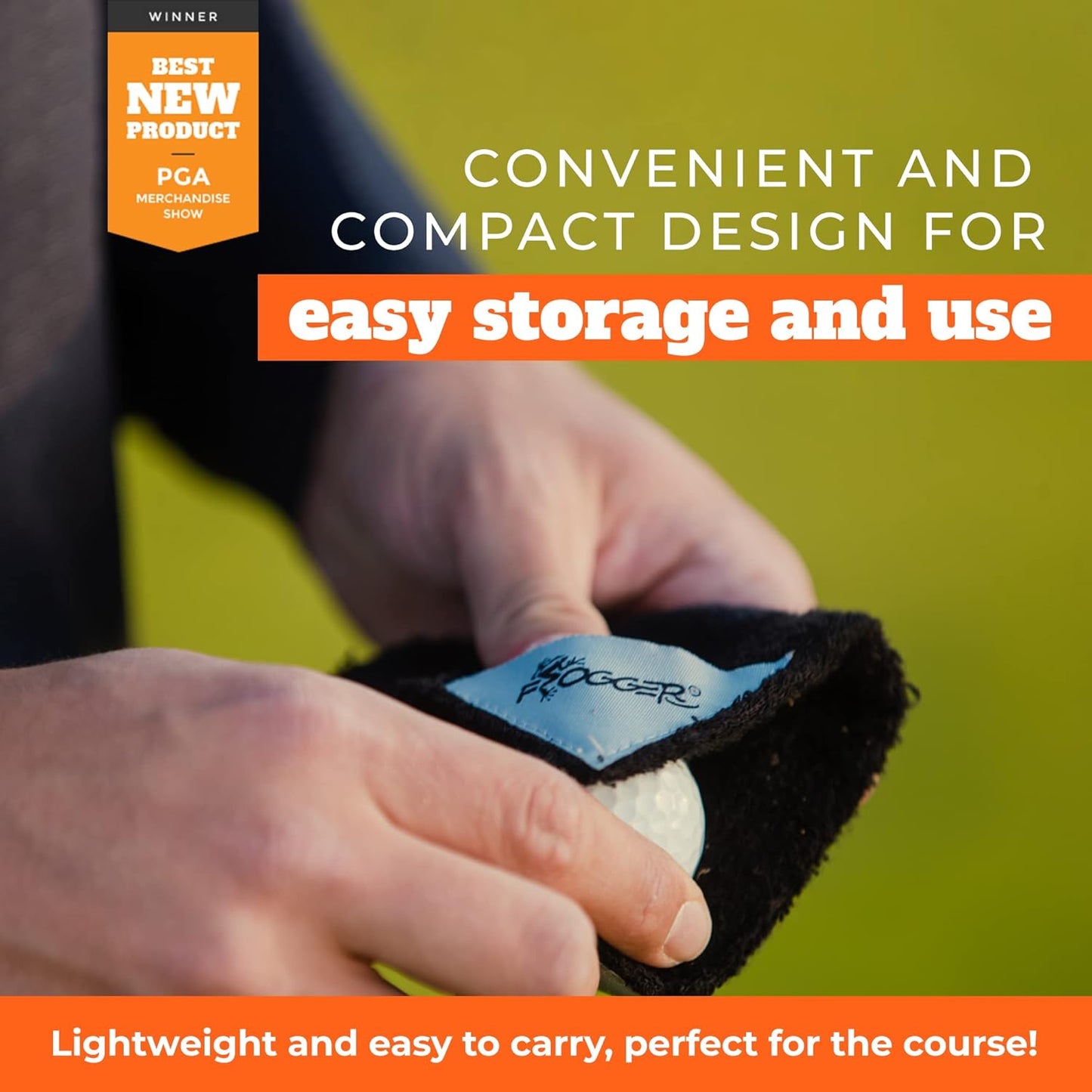 Frogger Amphibian Golf Ball Towel with Wet and Dry Technology Small Golf Ball Towels for Golf Bags with D Clip Golf Ball Accessories