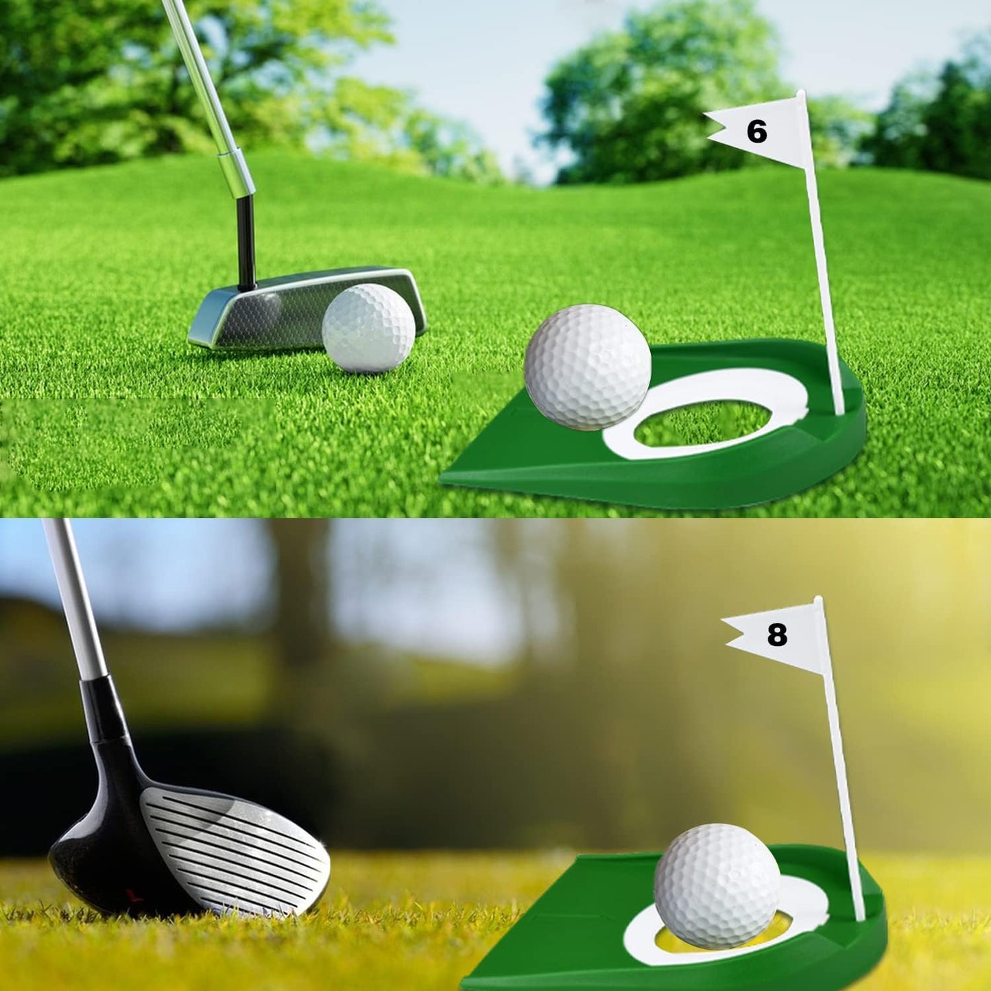 9 Pack Golf Putting Cup and Flag Plastic Golf Putting Practice Training Aids Indoor and Outdoor Training for Kids Men Women Office Backyard Garage Accessories