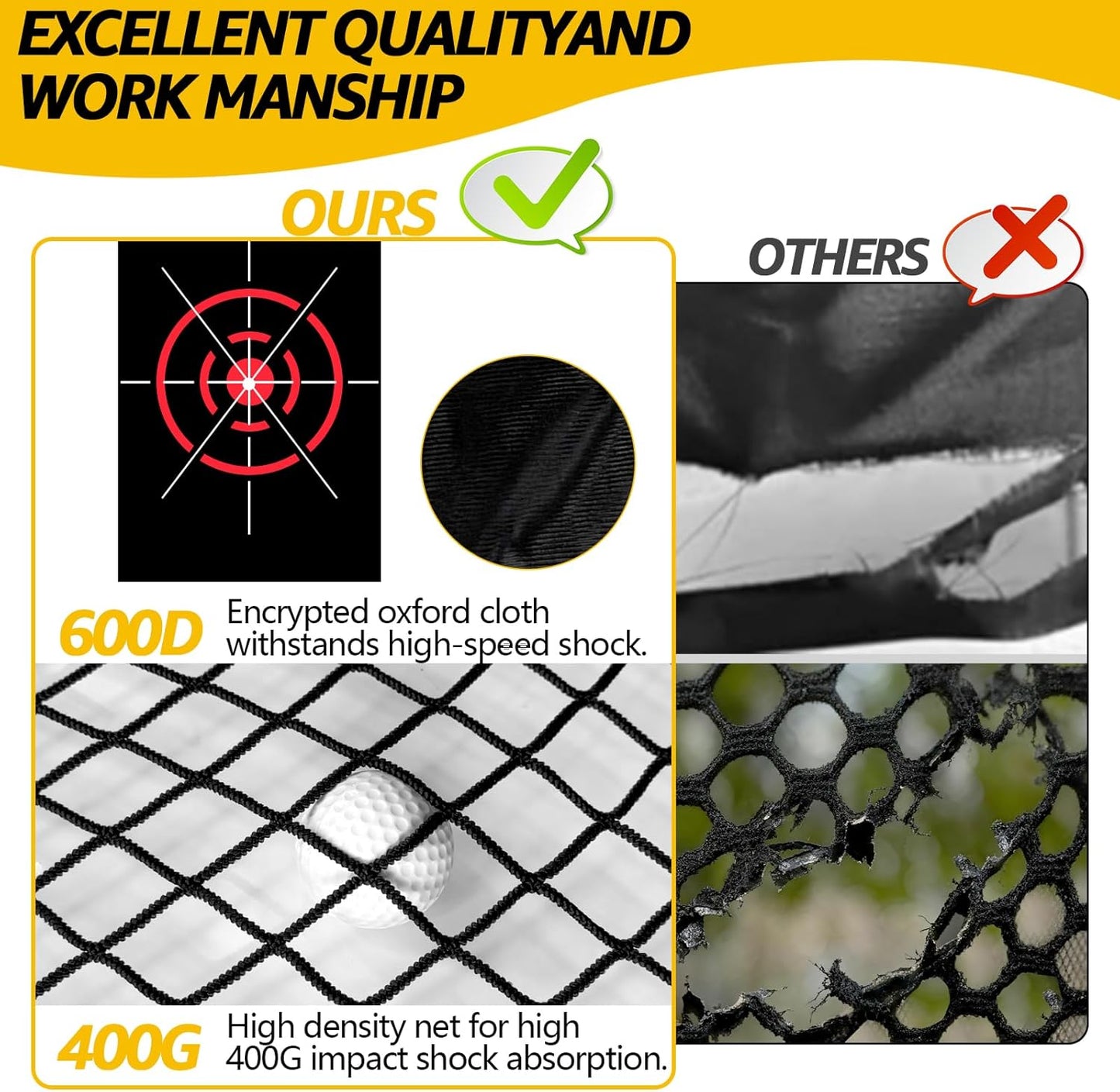 10 ×7 FT Golf Practice Net, Heavy Duty Golf Hitting & Training Net with Target Mat, 8 Balls & Tees, Driving Chipping Net for Backyard, Indoor Outdoor Use, Includes Carry Bag
