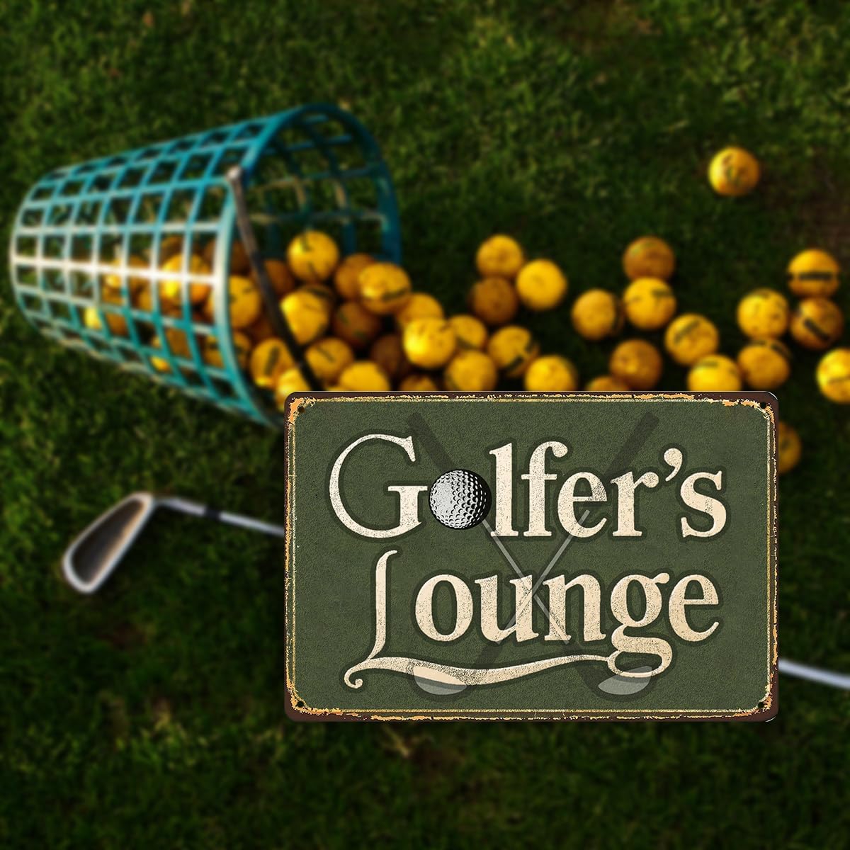 Golfer’s Lounge Tin Sign – Golf Wall Decor for Nursery, Office, Bathroom or Home – Vintage Golf Room Decoration Metal Sign for Bar, Man Cave, or Golf Zone – Golf Signs Gift Idea 8x12 Inch
