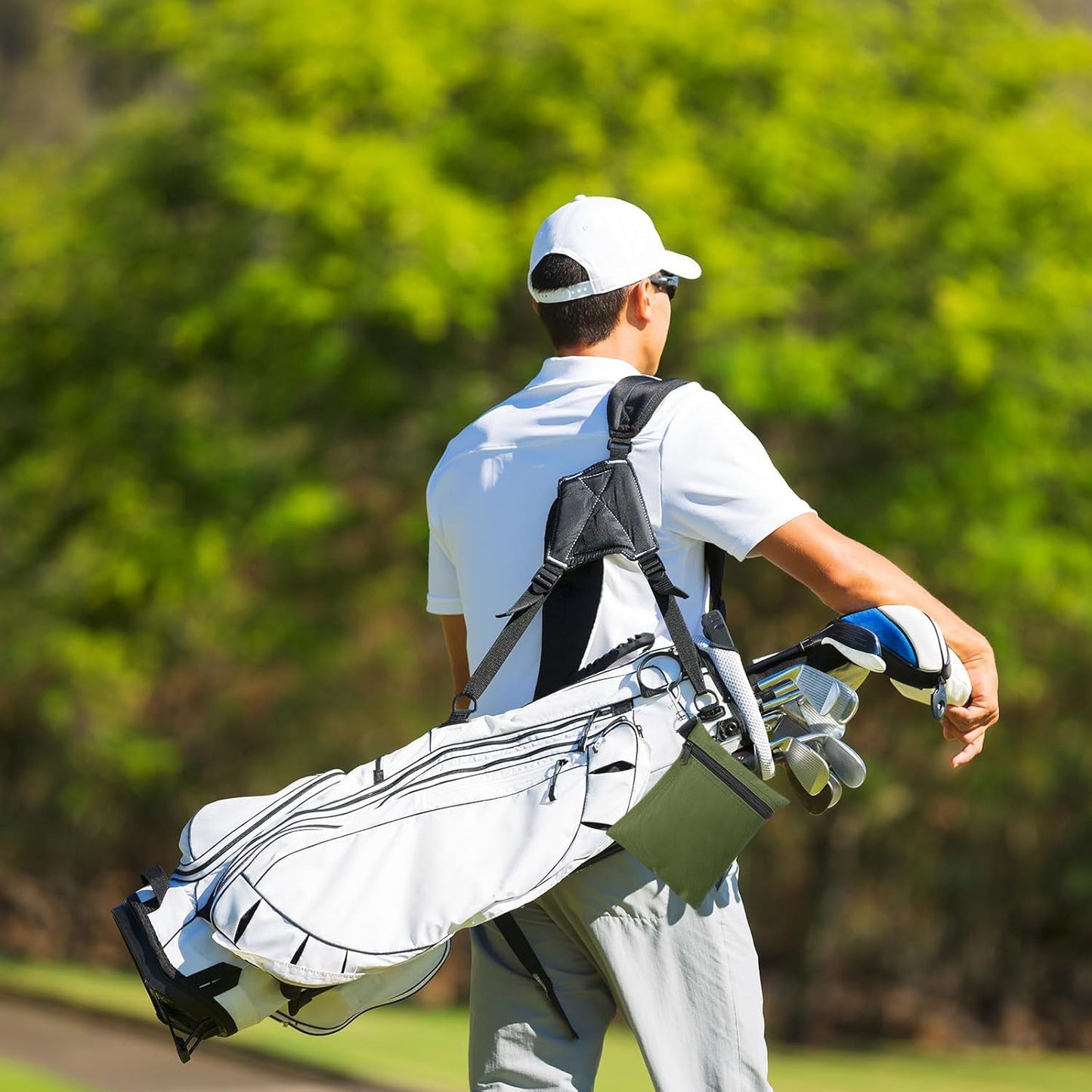 PATIKIL Golf Tee Pouch, Zipper Golf Ball Bag with Metal Lobster Claw Clip for Men Women Valuables Holder