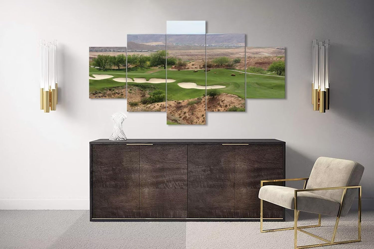 USA Nevada Mountain Golf Course Canvas Wall Art for Living Room Bedroom Bathroom Home Decorations Nevada Golf Course Pictures Posters Framed Artwork Ready to Hang(50''W x 24''H)