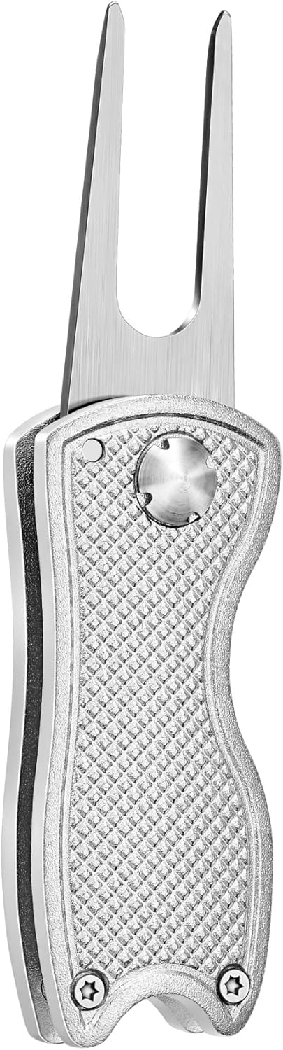 Mile High Life Golf Divot Repair Tool, All Metal Foldable Divot Tool with Pop-up Button & Magnetic Ball Marker, 2-6 Pack