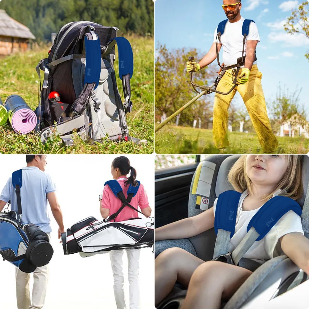 ZINZ 2-Pack Universal Shoulder Pad with Ultra thick Cushion for Bag Luggage Bag Crossbody, Plus Long & Anti-Slip & Breathable,Blue