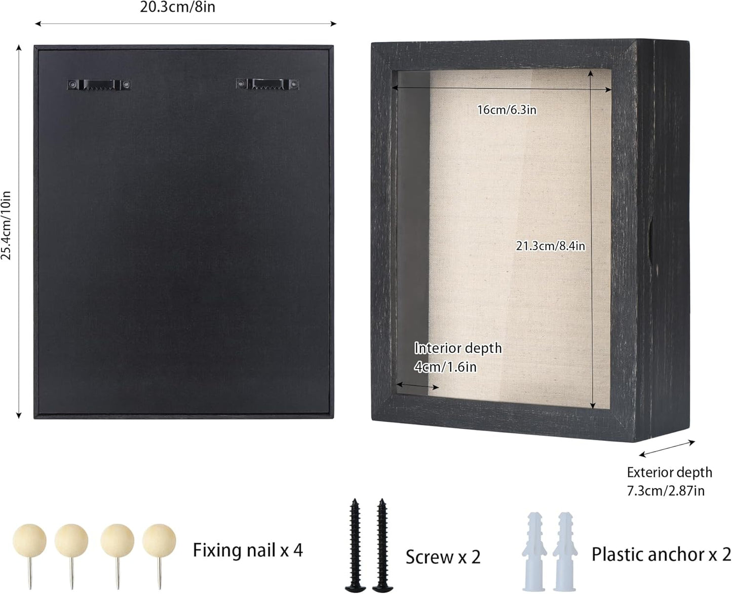 Love-KANKEI Shadow Box Frame 8x10 Shadow Box Display Case with Linen Back Memorabilia Awards Medals Photos Memory Box Gift Rustic Black