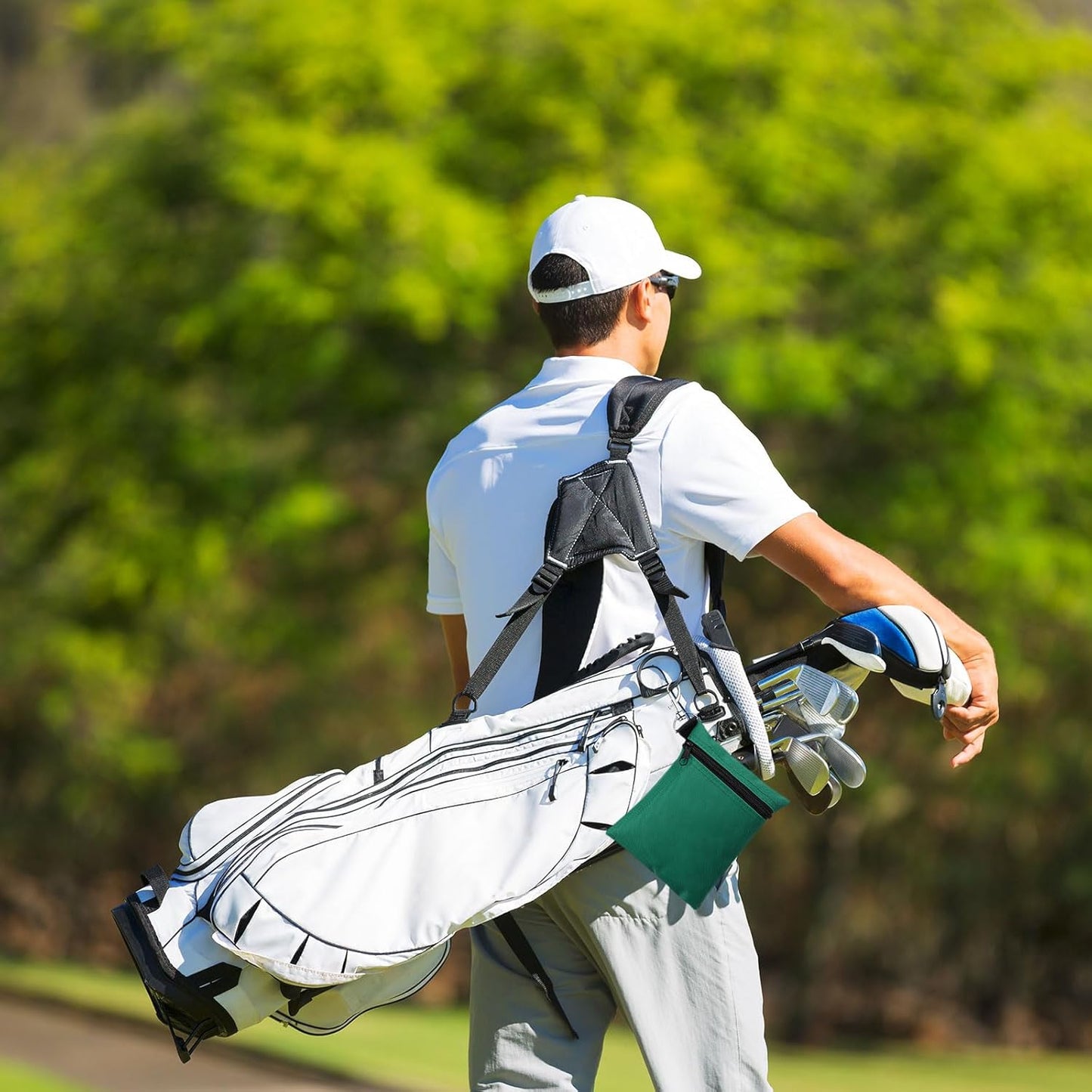 PATIKIL Golf Tee Pouch, Zipper Golf Ball Bag with Metal Lobster Claw Clip for Men Women Valuables Holder