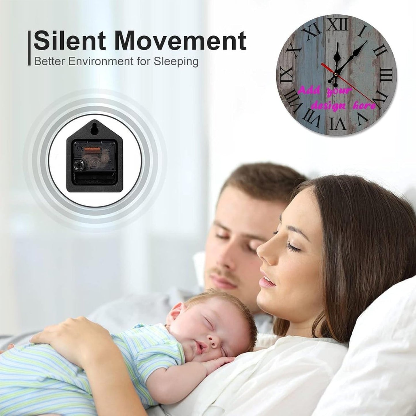 Custom Wall Clock,Personalized Wood Clock add Your Photo/Text,Customizable Silent Round Decoration for Kitchen Bathroom 13.4inch style5