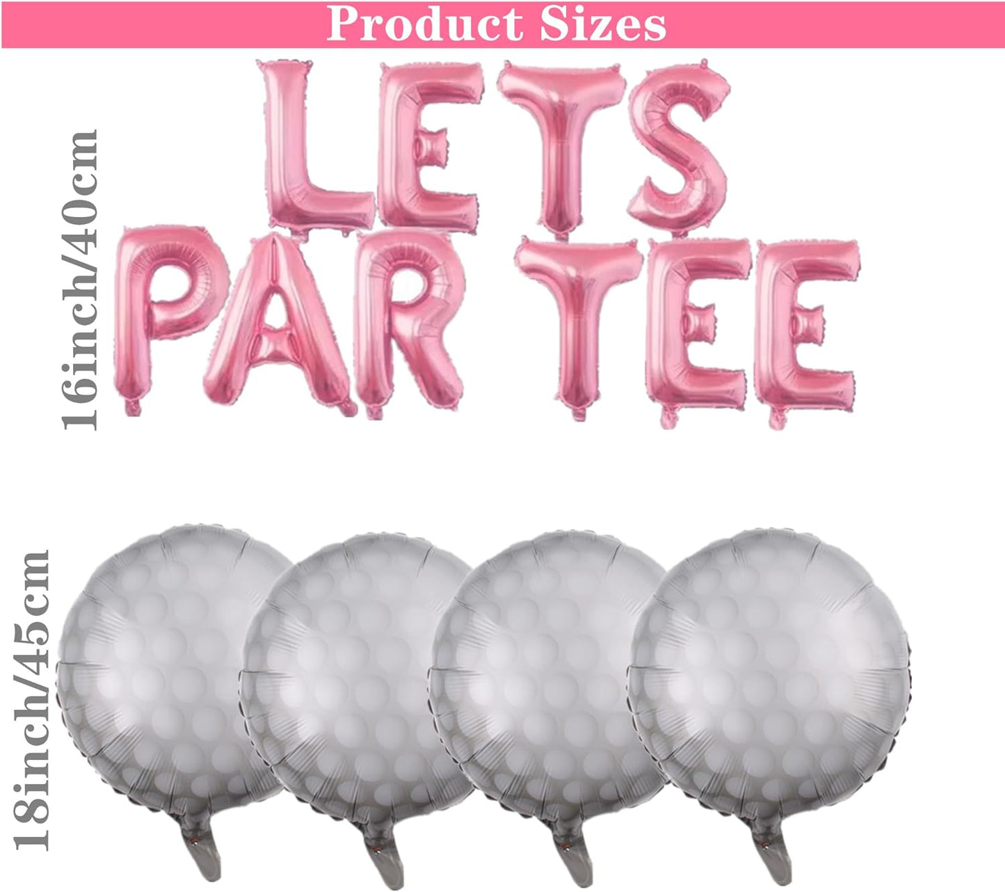 Let's Partee Golf Party Balloons Decorations Banner Women Girls Birthday Decoration Sport Themed Party Supplies Foil Mylar Golf Ball Balloons for Birthday Baby Shower Retirement Party (Pink)