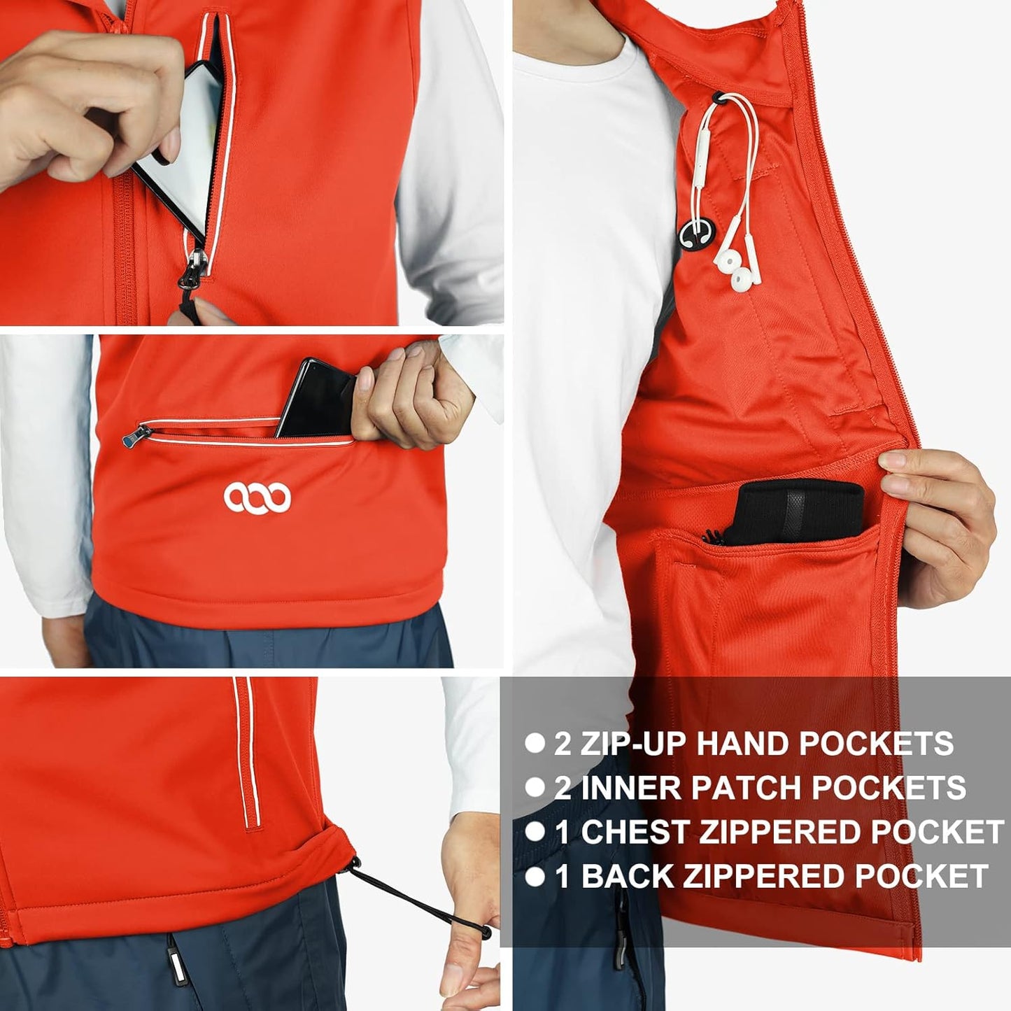 33,000ft Men's Windproof Lightweight Golf Vest Outerwear with Pockets, Softshell Sleeveless Jacket for Running Hiking Sports