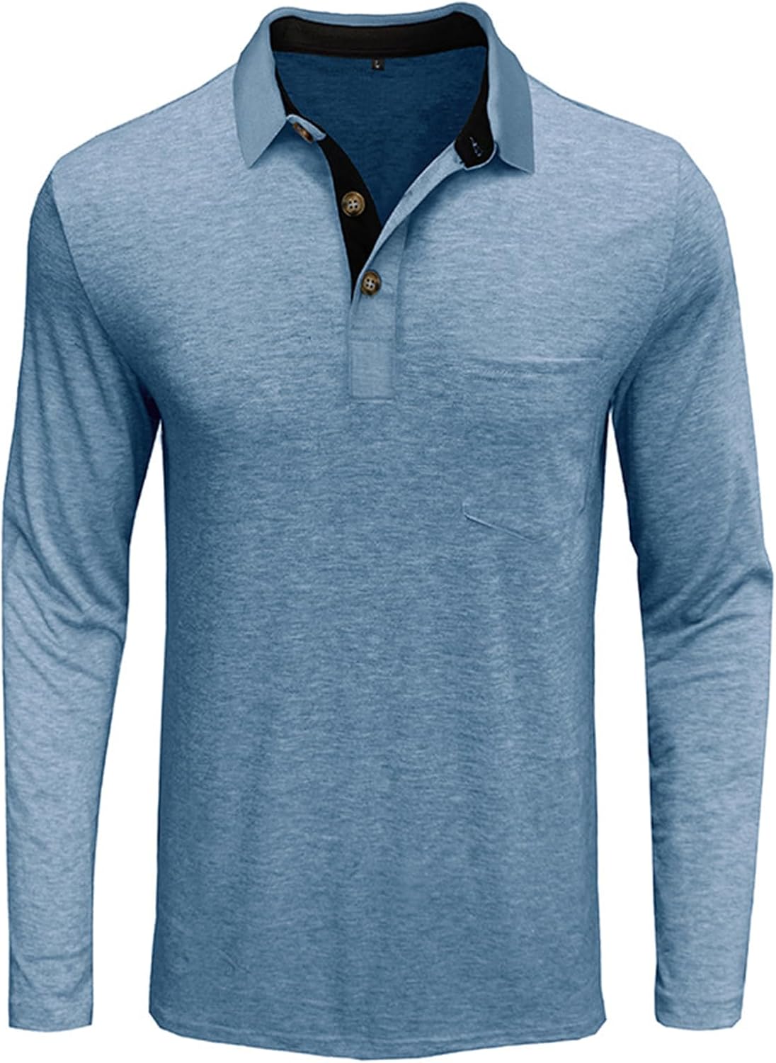 Mens Long Sleeve Polo Shirts Casual Moisture Wicking Golf Polo Shirts with Pocket