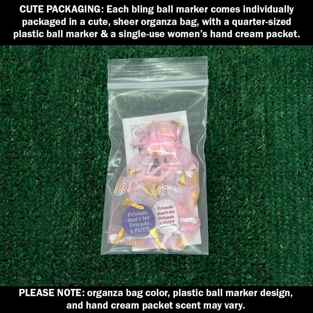 Giggle Golf Purple Plastic Divot Repair Tool with Metal Bling Friends Don't Let Friends 3 Putt Golf Ball Marker | Foldable Switchblade Divot Tool