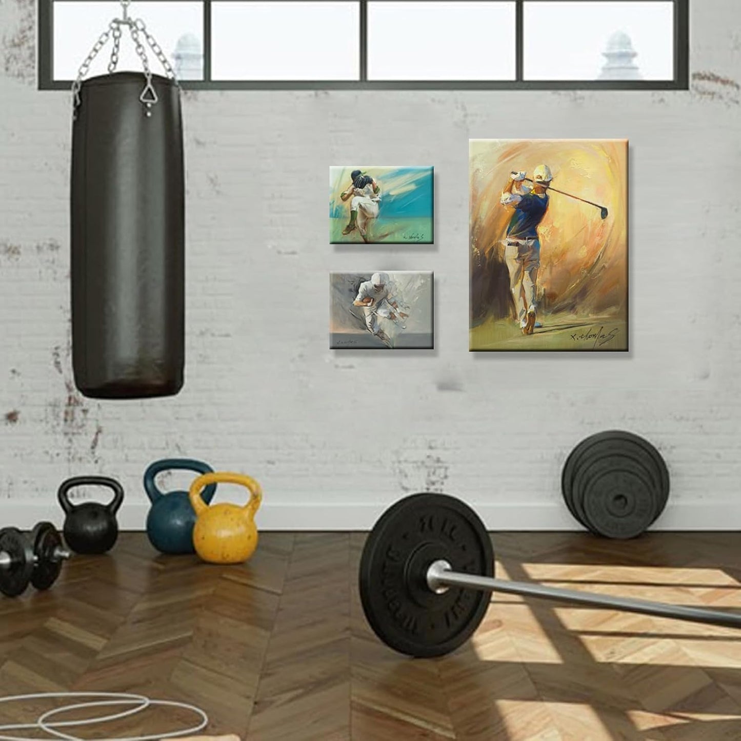 JZLDZS Large Golf Canvas Wall Art Framed Sports Theme Painting Print Pictures Wall Decor for Bedroom Office Man Cave Living Room, 24x32 Inch Yellow