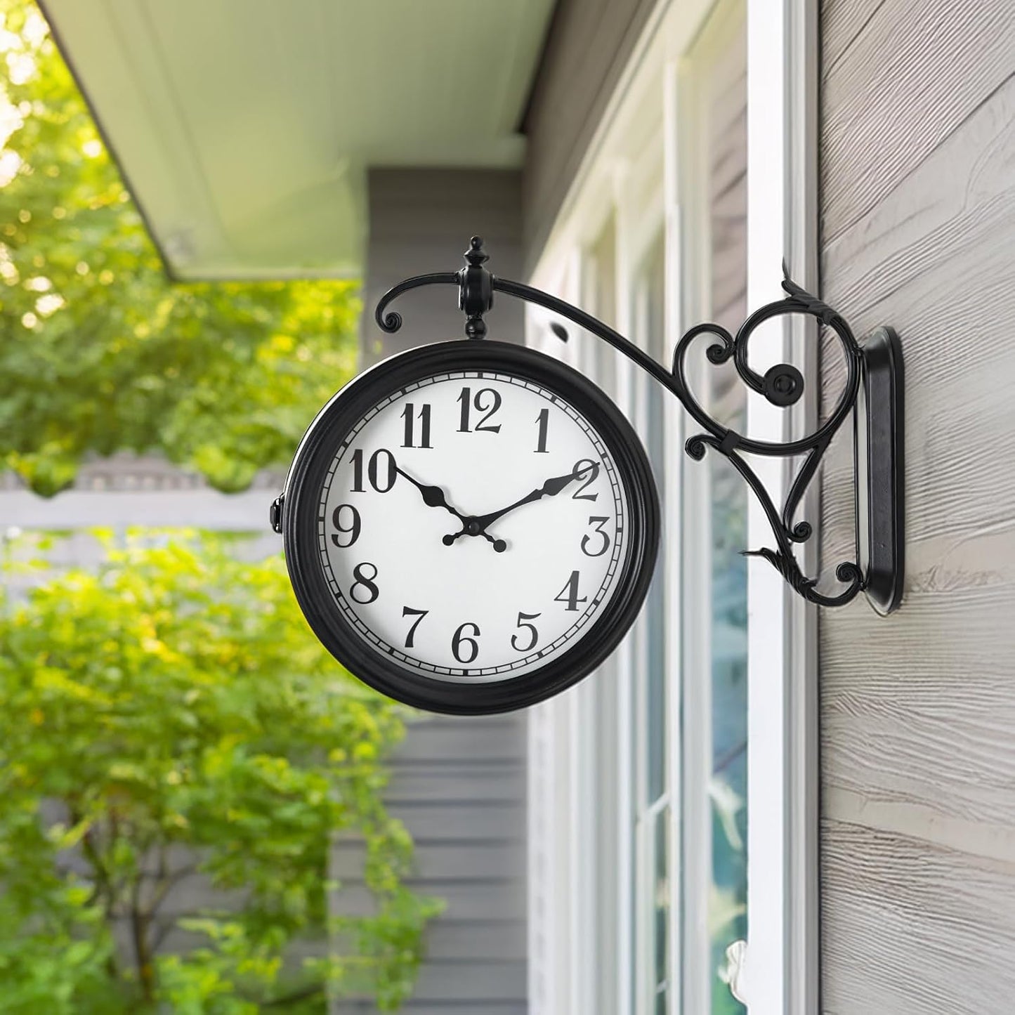 Double Sided Wall Clock, European Metal Vintage Wall Clock, Large Antique Corner Wall Clocks for Garden,Indoor,Outdoor,Living Room Decor