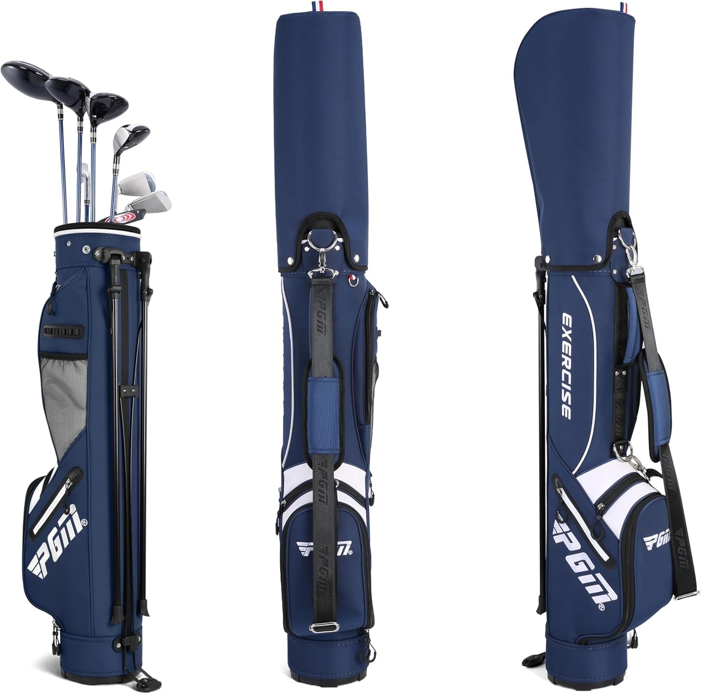 PGM Sunday Golf Stand Bag for Women and Men - Easy Carry Pitch Lightweight Golf Stand Bag with Cooler Pouch and Valuables Pocket for Driving Range Par 3 Executive Courses