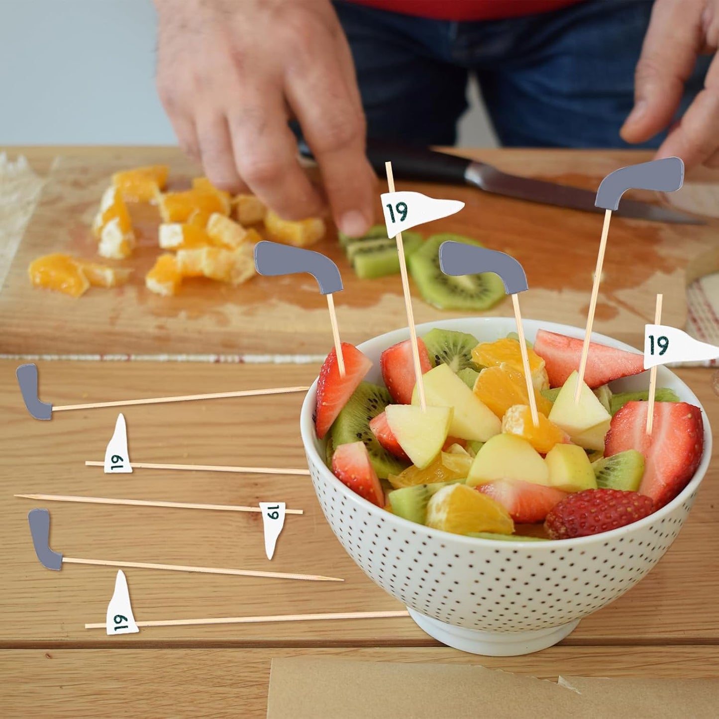 500PCS Golf Cocktail Picks 5.3inch Bamboo Golf Toothpick for Appetizers Golf Club Drink Cocktail Stirrers Golf Cake Topper Flags Golf Cocktail Toothpicks Golf Cake Topper for Golf Party Decorations