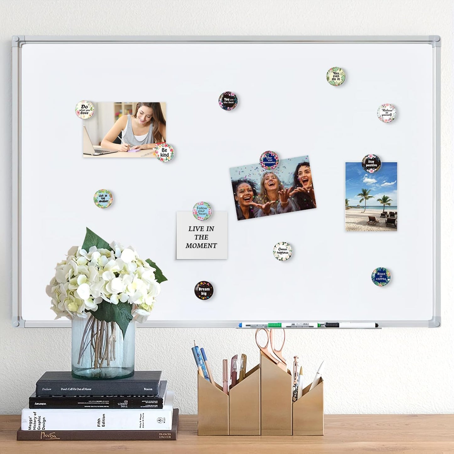 MORCART 16PCS Inspirational Magnets for Fridge Refrigerator Motivational Quote Magnets Decorative for Locker Whiteboard Cabinet Office Kitchen Blackboard