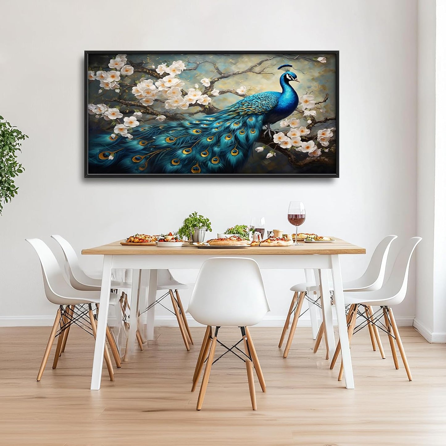 Peacock Large Framed Wall Art for Living Room Peacock Pictures Wall Decor Canvas Print Painting Home Decorations Artwork for Office Bedroom 60x30 inch