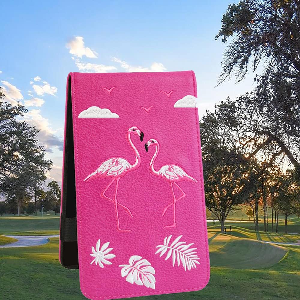 Myartte Golf Scorecard Holder Cover Yardage Book Cover with Golf Ball Marker and A Free Pencil 4.5 × 7.5 inches Black Blue Pink Multi-Color