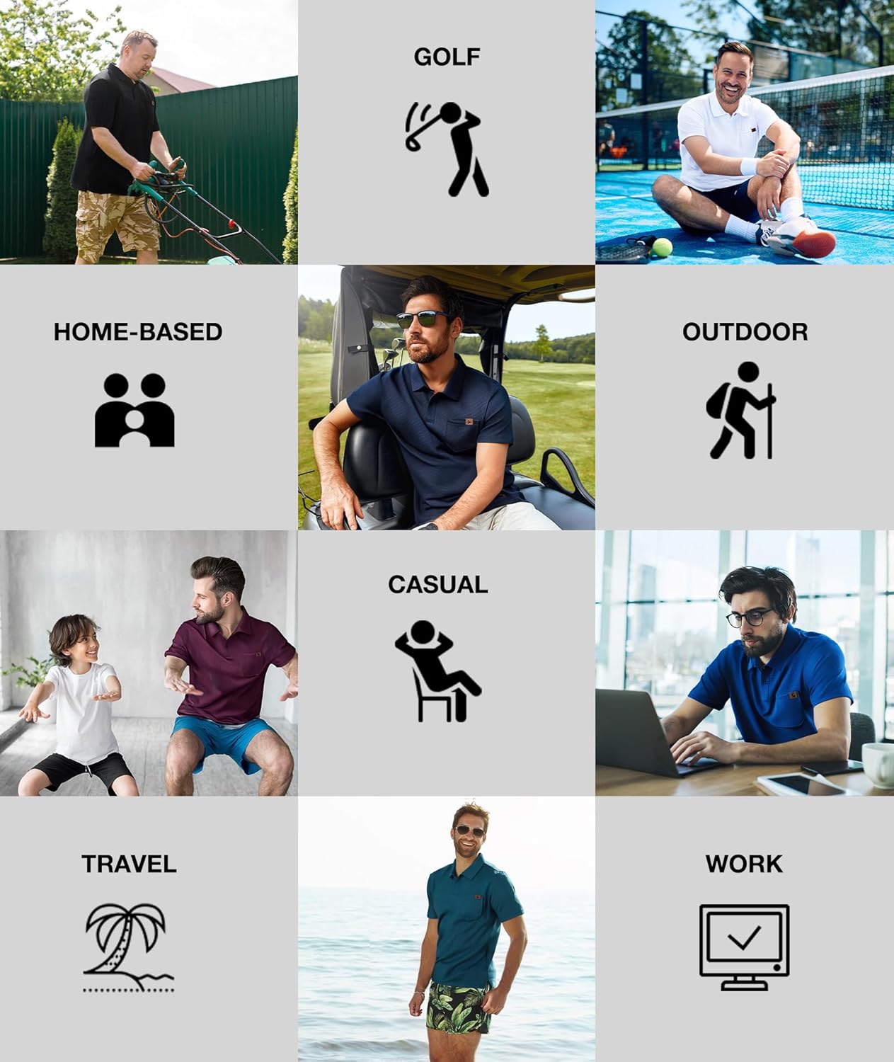 GEEK LIGHTING Mens Waffle Texture Polo Shirts Short Sleeve Casual T-Shirts Moisture Wicking Collared Golf Shirt with Pocket