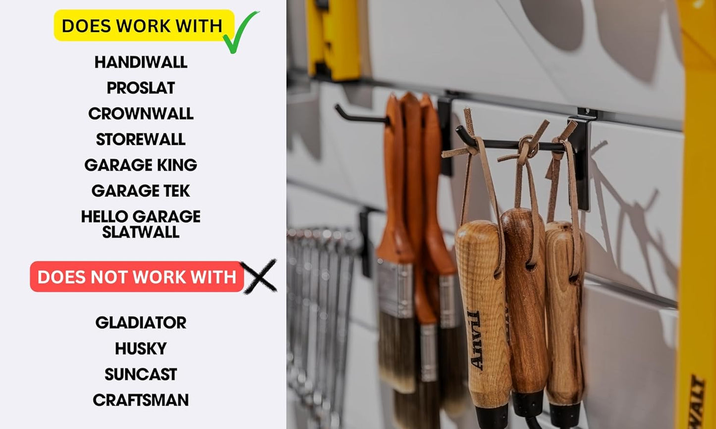 FELLER Slatwall Hooks Heavy Duty - Premium 20 Pack for Proslat & Slatwall Accessories - Durable Double & Single Slat Wall Hooks with 4X Toughness and Rubber Grip