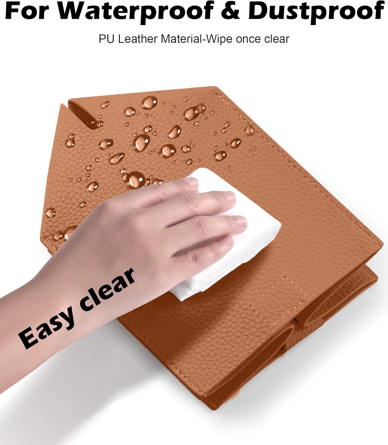 Tissue Box Cover for PU Leather, Modern Simple Solid Color Holder Square Tissue Bag, Ideal for Bathrooms,Office,Car,Nightstand,Outdoor Tent,Dining Table,5"X5"X5", Double Camel