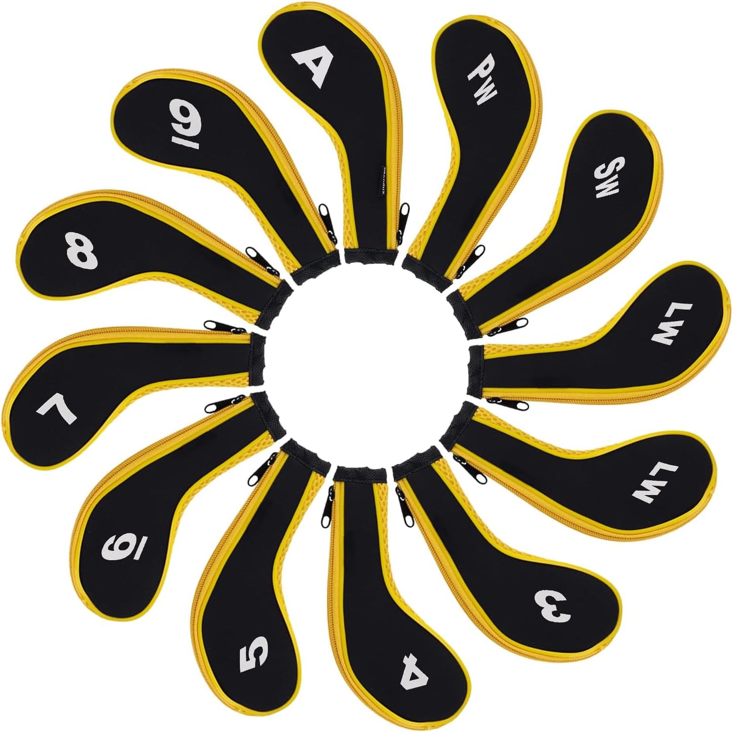 Andux 12pcs/Set Golf Iron Club Head Covers Number Print Long Neck with Zipper