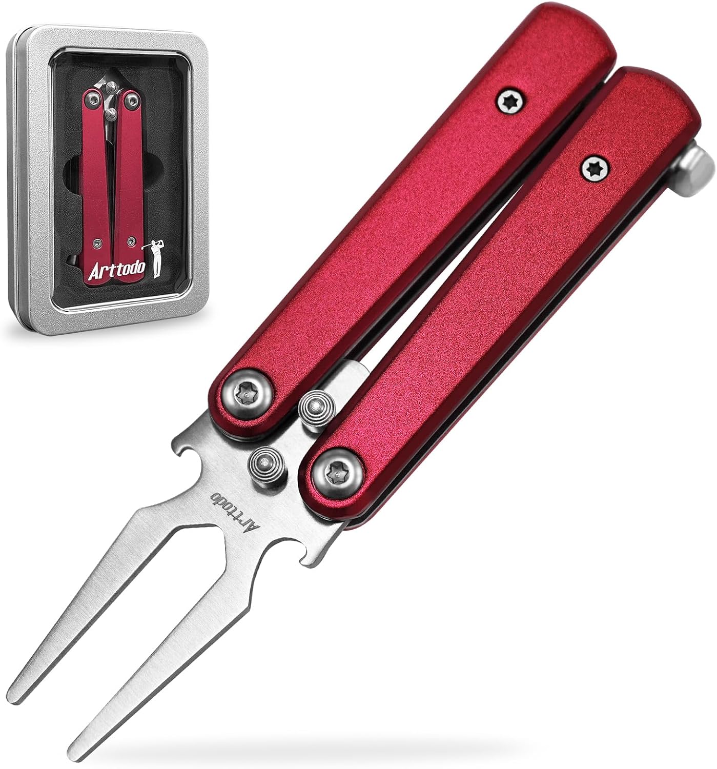 Golf Divot Repair Tool, Stainless Steel Foldable Divot Tool & Golf Divot Tool with Bottle Opener, Golf Accessories for Men and Women