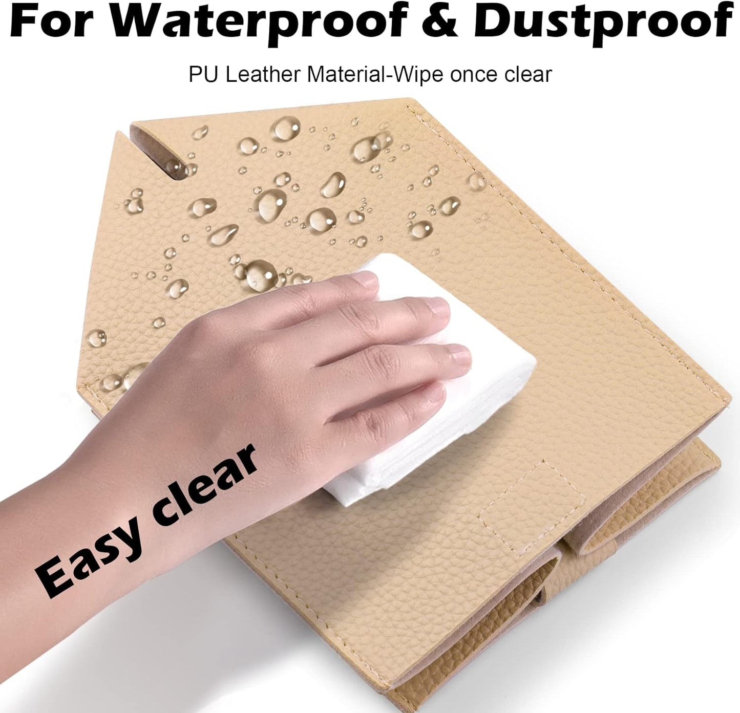 Tissue Box Cover, Tclouda, Modern PU Leather Square Tissue Box Holder for Creative Decorative, Ideal for Bathrooms/Office/Car/Nightstand/Outdoor Tent/Dining Table, 5"X5"X5", Single Beige