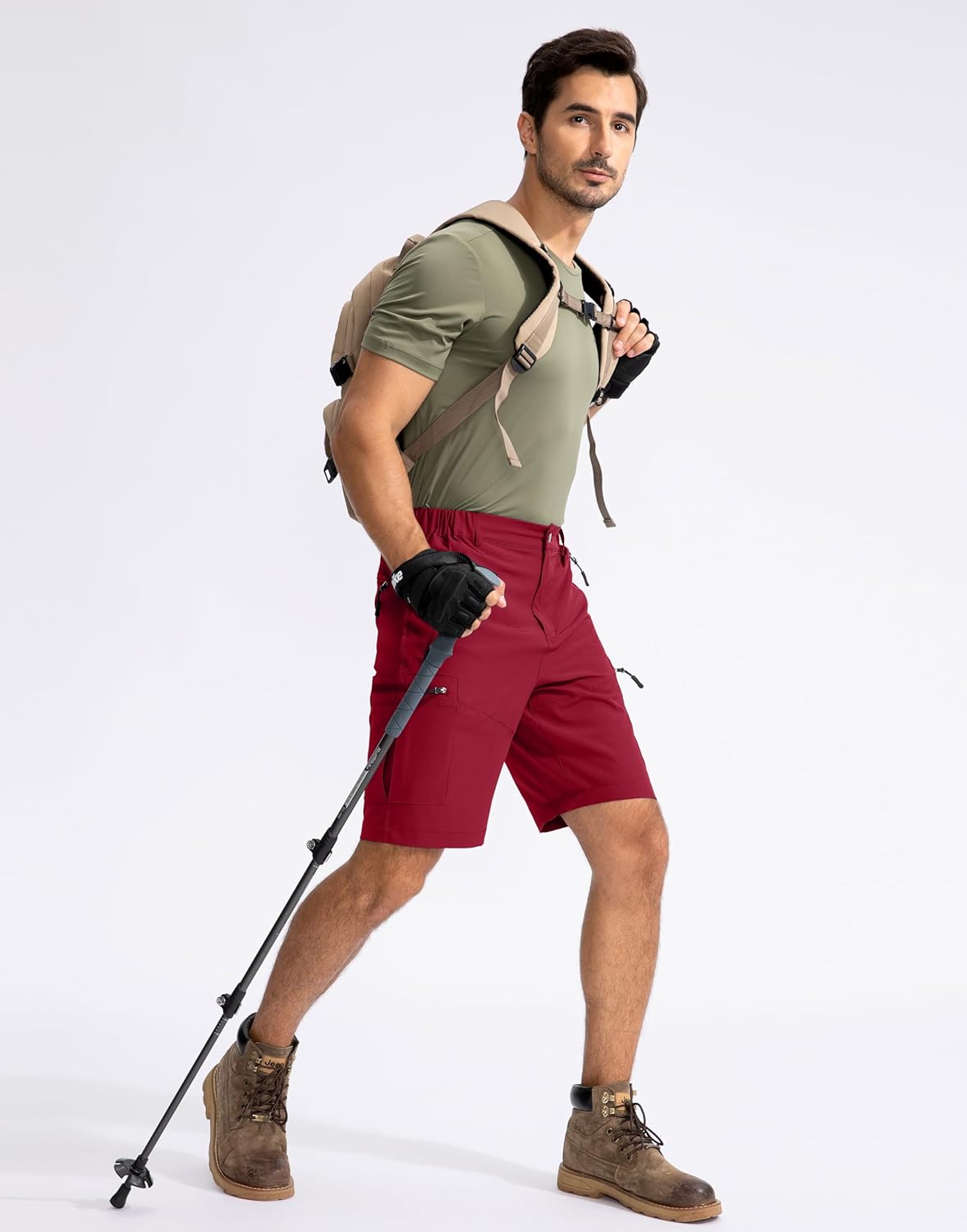 Pudolla Men's Hiking Cargo Shorts 9" Lightweight Outdoor Work Shorts for Men Travel Golf Camping Casual with 5 Zipper Pockets